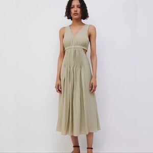 Jonathan Simkhai Jarvis pleated cutout crinkled-voile midi dress in Size 8